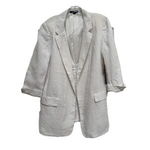 Harve Benard NWT White Linen Jacket Blazer Size 14 Lined‎  Pockets Linen Blend